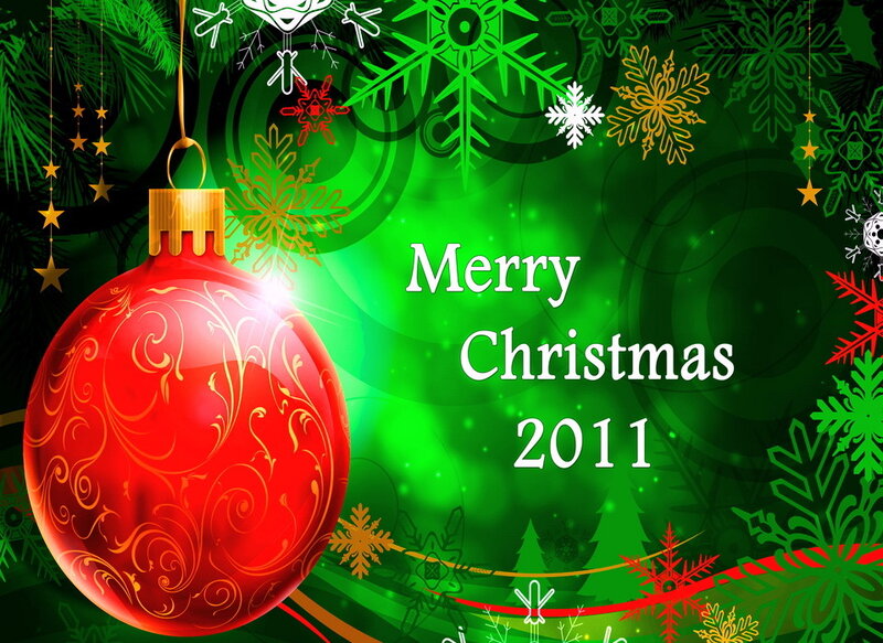 Red Ornament on Green Background — Festive, Winter