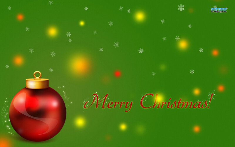 Red Ornament on Green — Festive