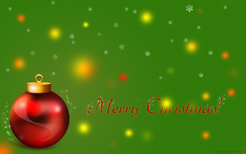 Red Ornament on Green — Festive, Winter