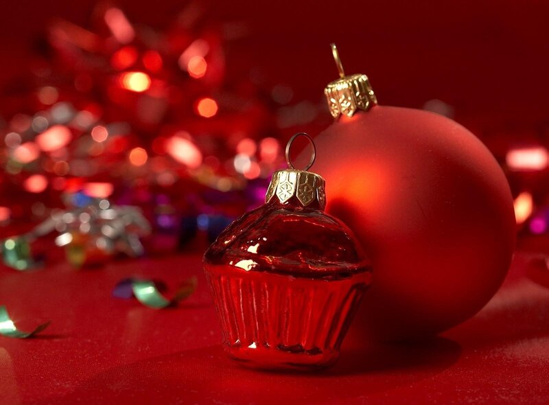 Red Ornament on Red Surface — Festive