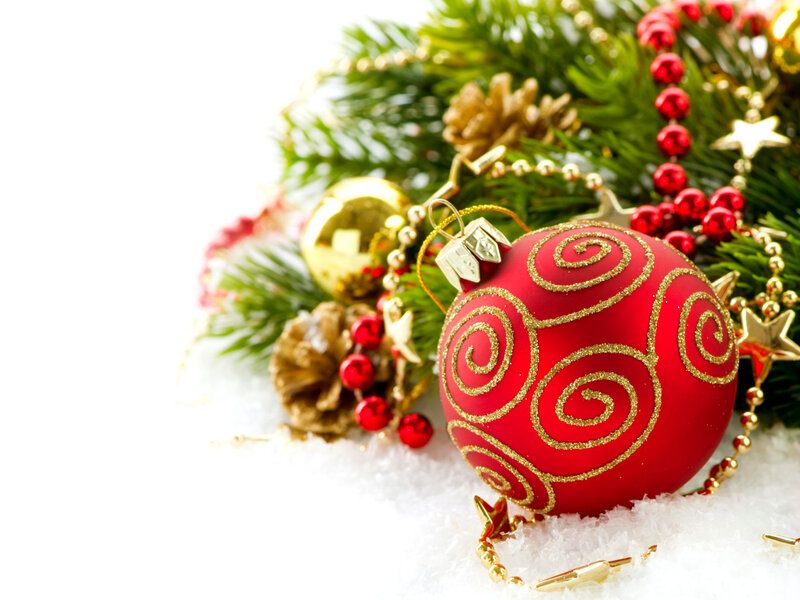 Red Ornament on Snow — Festive