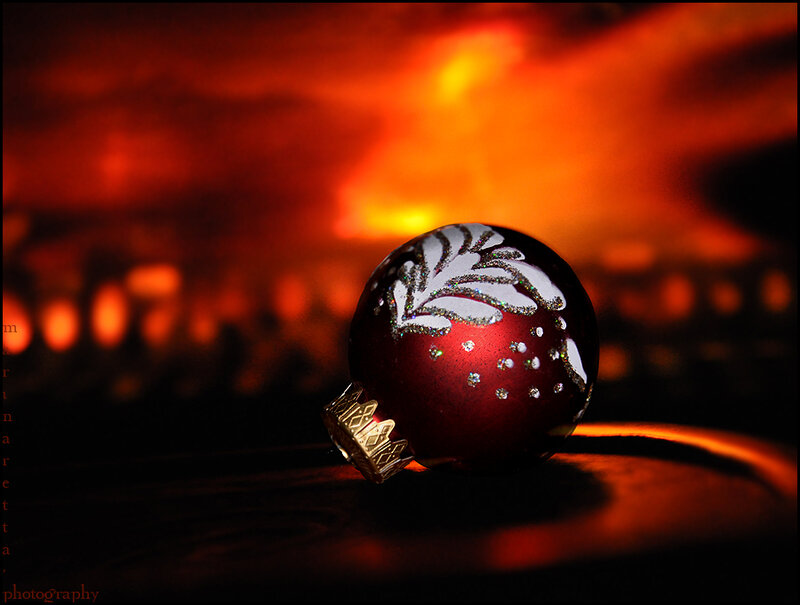 Red Ornament on Surface