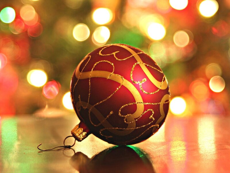 Red Ornament on Table — Festive