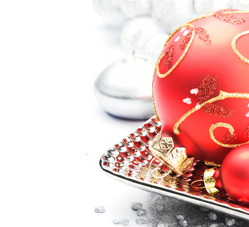 Red Ornament on Tray — Festive