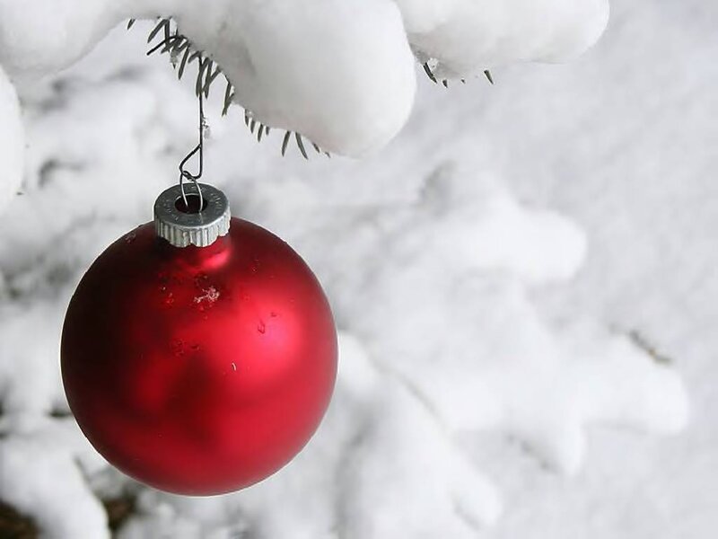 Red Ornament on Tree — Calm, Winter