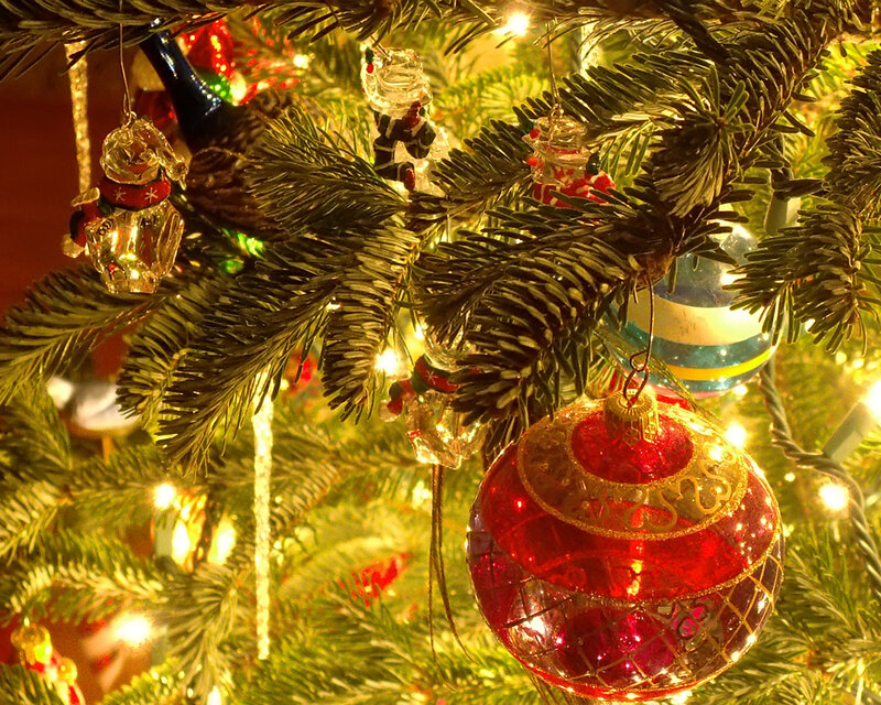 Red Ornament on Tree — Green