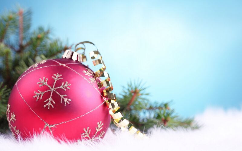 Red Ornament on White Fur
