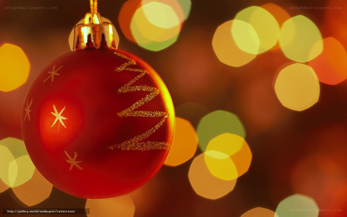 Red ornament with bokeh lights