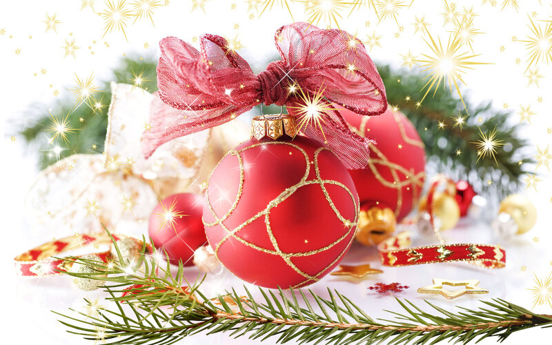 Red Ornament with Bow — Festive