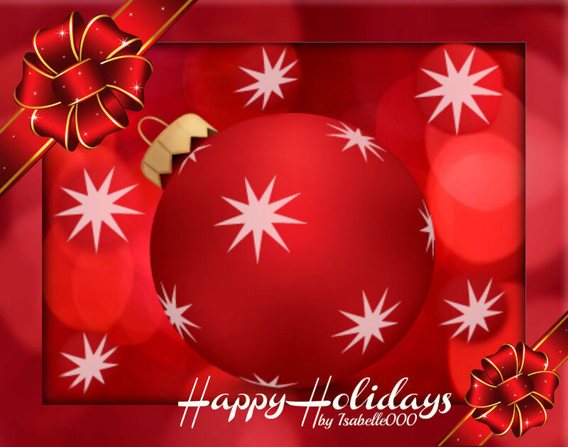 Red Ornament with Bow — Festive, Winter, Digital Art
