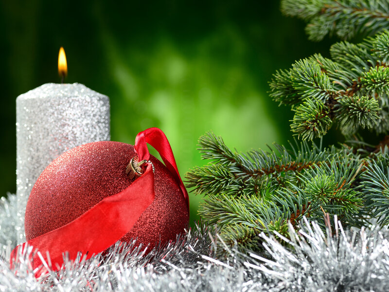 Red Ornament with Candle — Festive