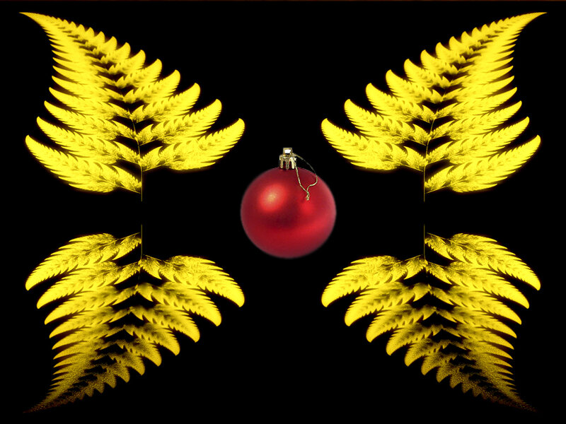 Red Ornament with Ferns