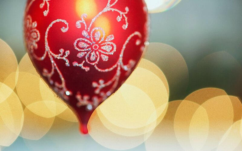 Red Ornament with Floral Design