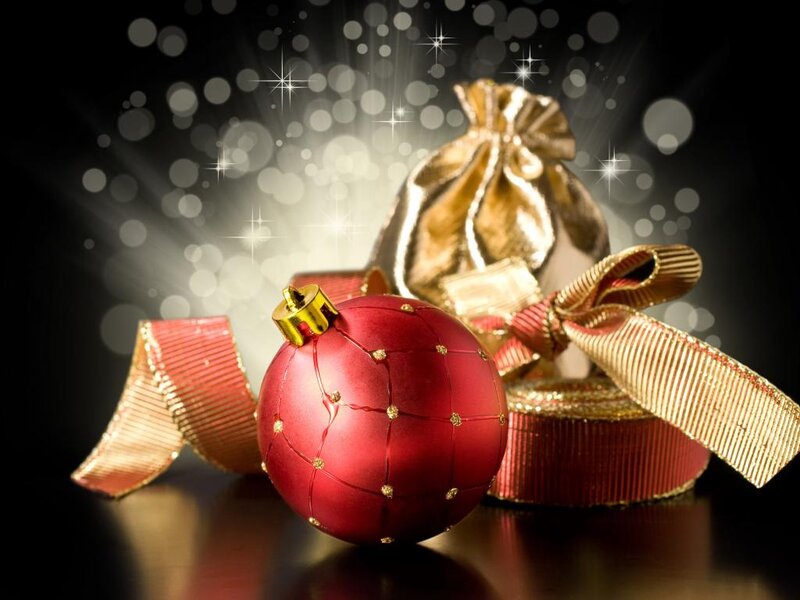 Red Ornament with Gift — Festive