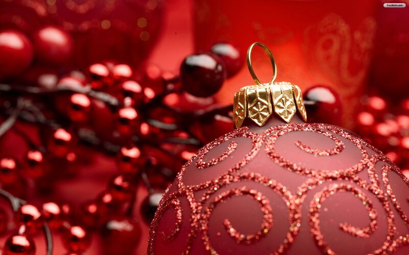 Red Ornament with Glitter — Festive