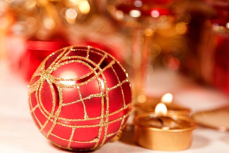 Red Ornament with Gold Glitter