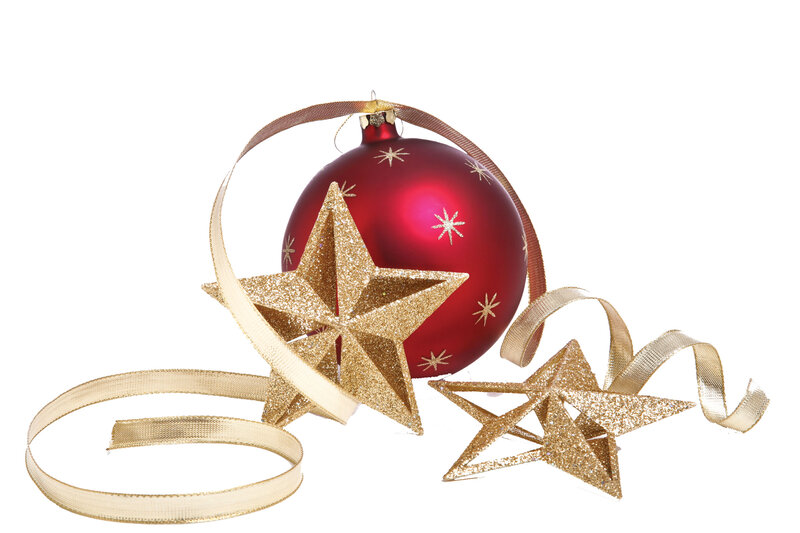 Red Ornament with Gold Stars