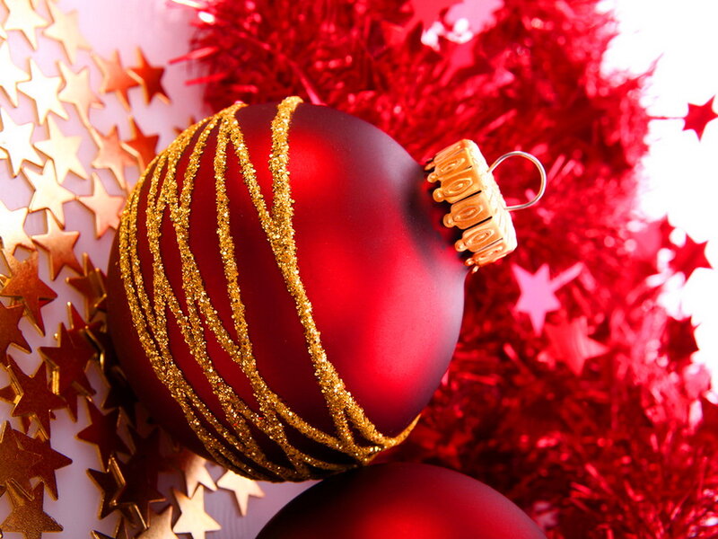 Red Ornament with Gold Stripes