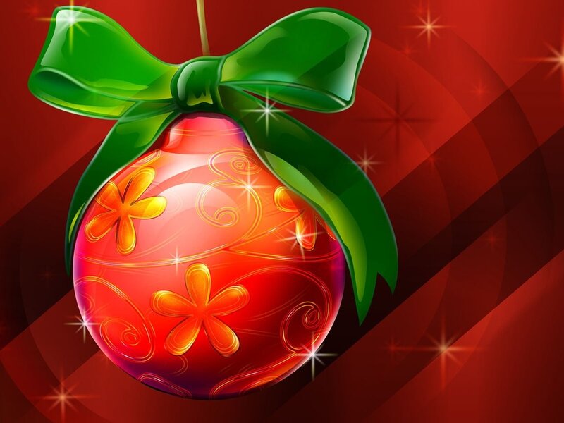 Red Ornament with Green Bow