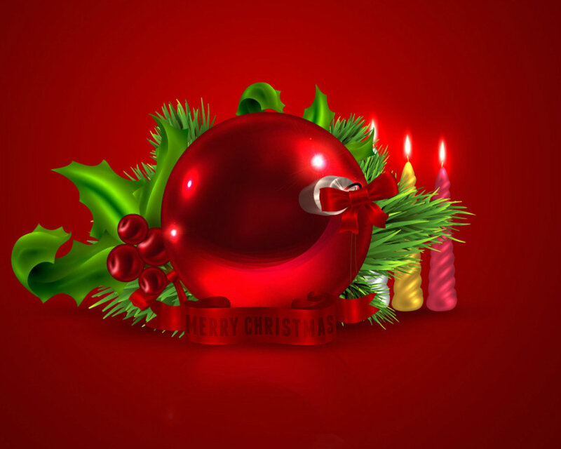 Red Ornament with Holly — Festive, Winter