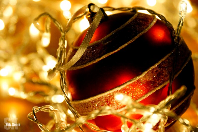 Red Ornament with Lights — Festive