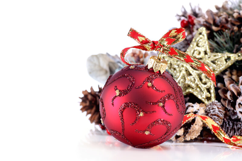 Red Ornament with Pinecones