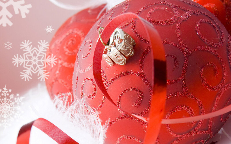 Red Ornament with Ribbon — Festive, Winter