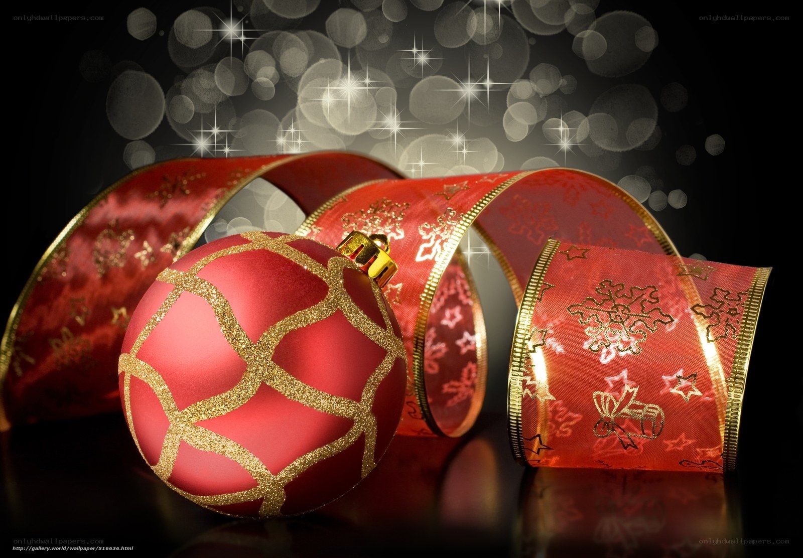 Red ornament with ribbon