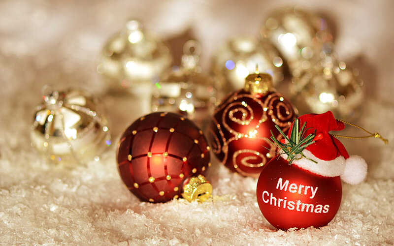 Red Ornament with Santa Hat — Festive