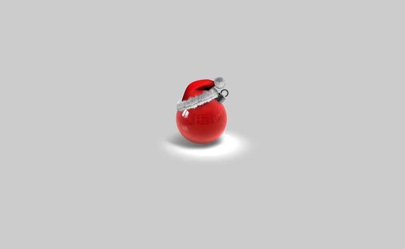 Red Ornament with Santa Hat — Neutral, 3d Render
