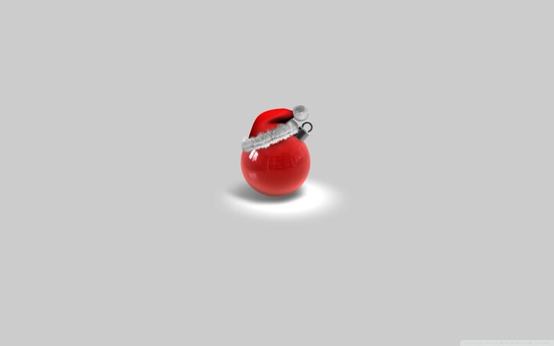 Red Ornament with Santa Hat — Neutral