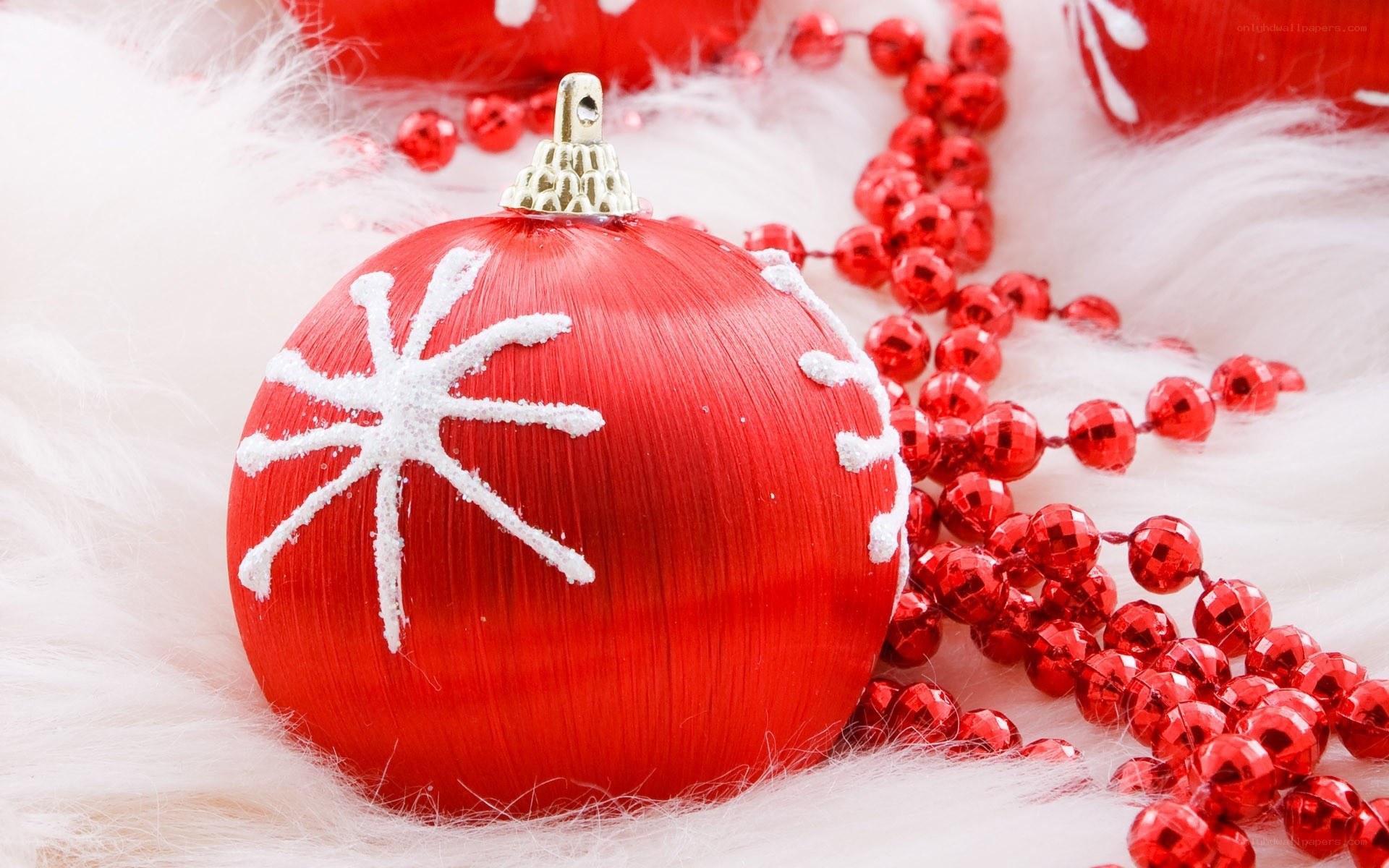 Red ornament with snowflake