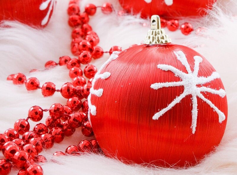 Red Ornament with Snowflake — Festive, Winter, Photograph, Beads