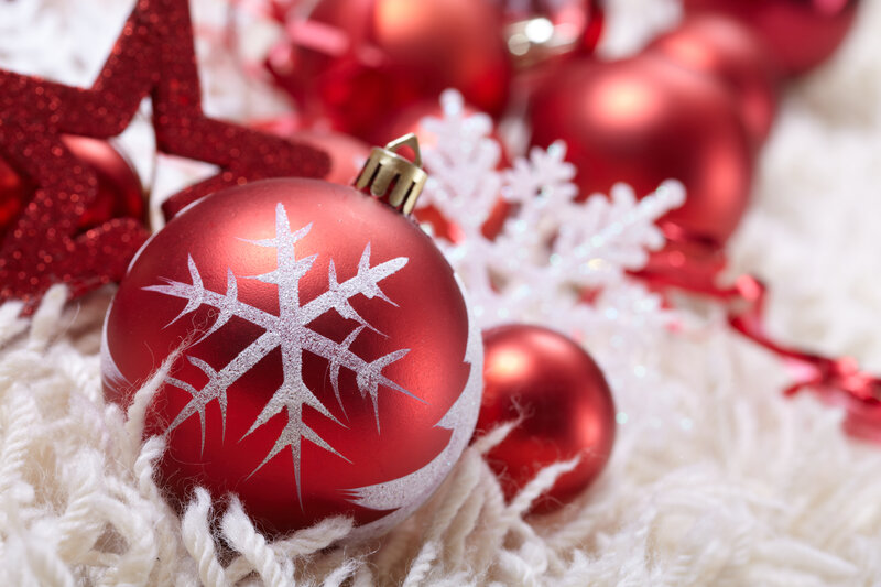Red Ornament with Snowflake — Festive, Winter, Photograph, Star