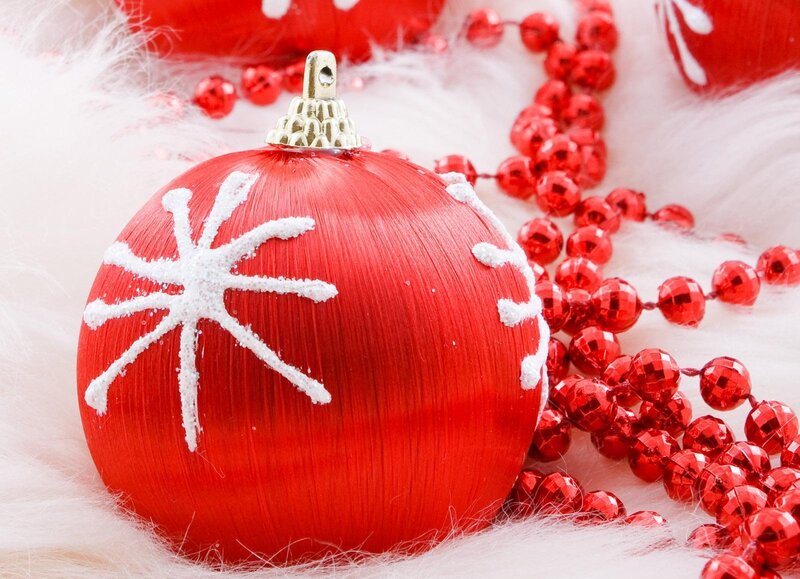 Red Ornament with Snowflake — Festive, Winter
