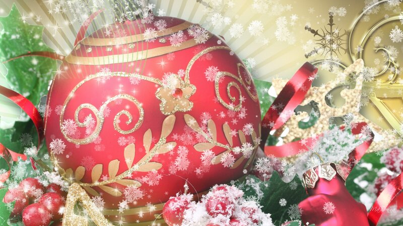Red Ornament with Snowflakes — Festive