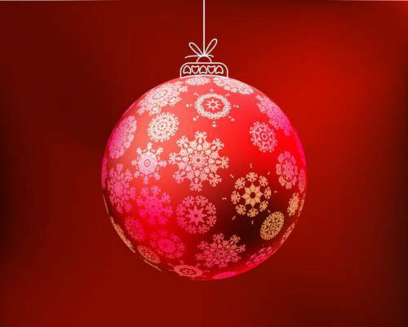 Red Ornament with Snowflakes — Festive, Winter, Vector Art