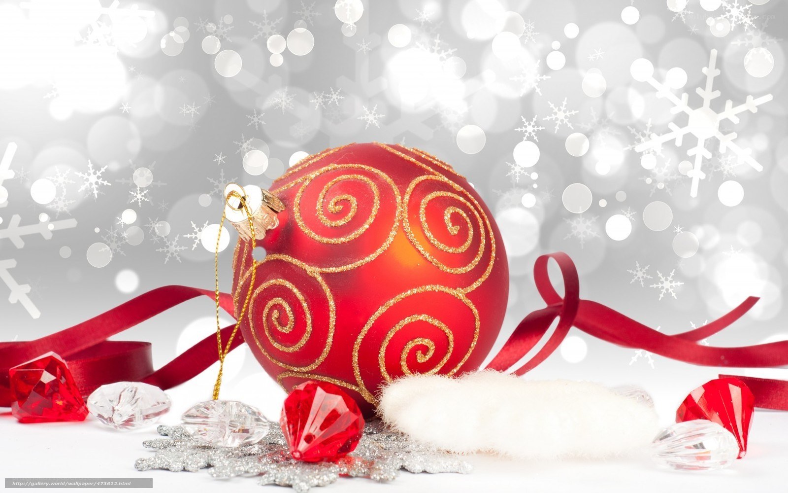 Red ornament with snowflakes