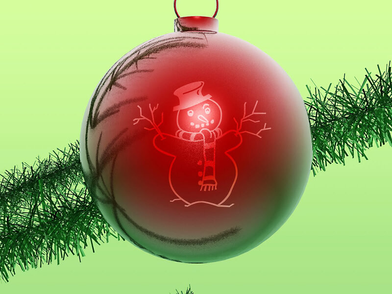 red ornament with snowman