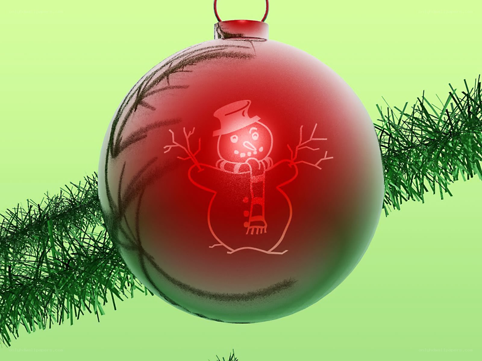 red ornament with snowman