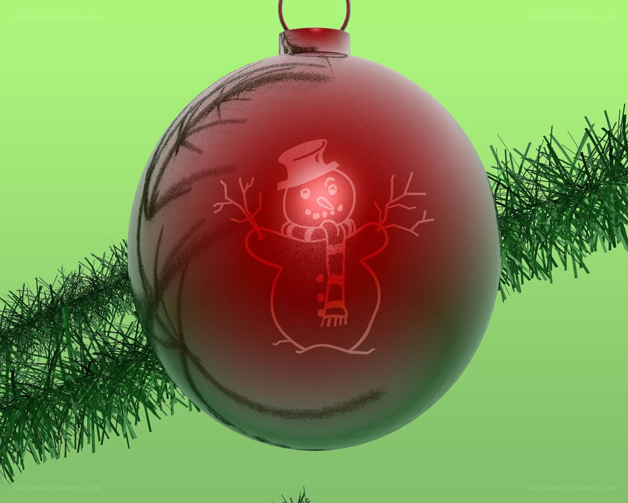 red ornament with snowman