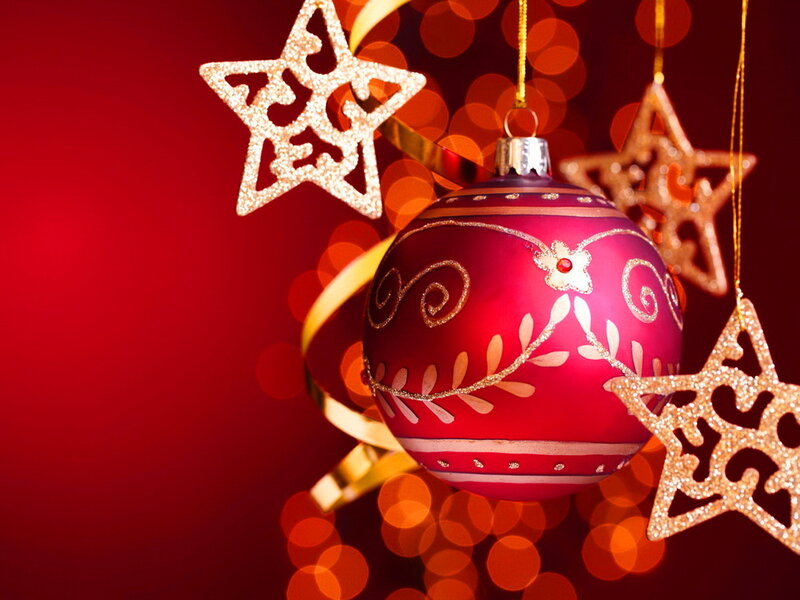 Red Ornament with Stars — Festive, Winter