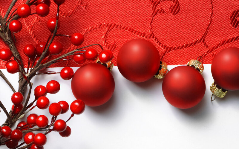 Red Ornaments and Berries — Festive