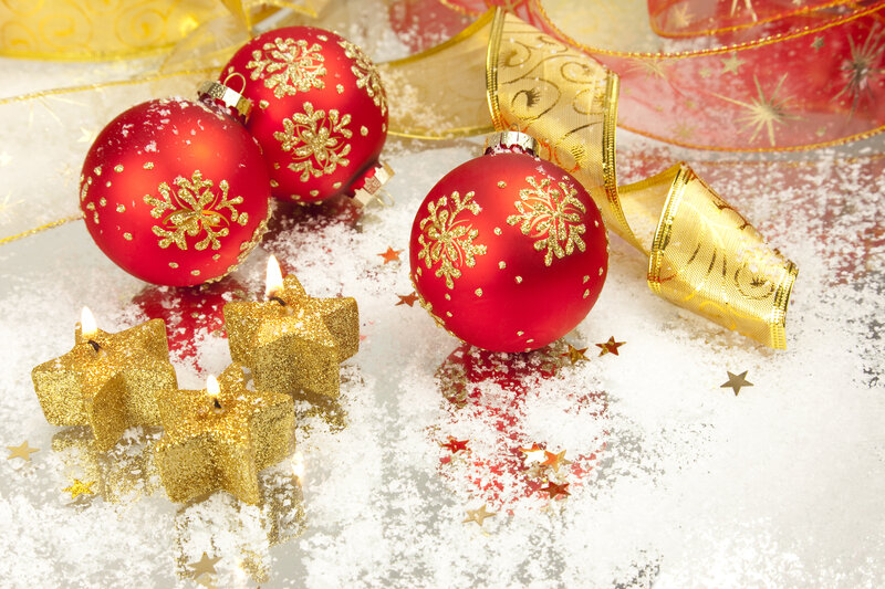 Red Ornaments and Candles