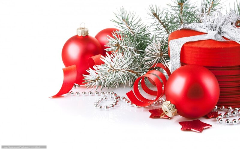 Red Ornaments and Gift — Festive