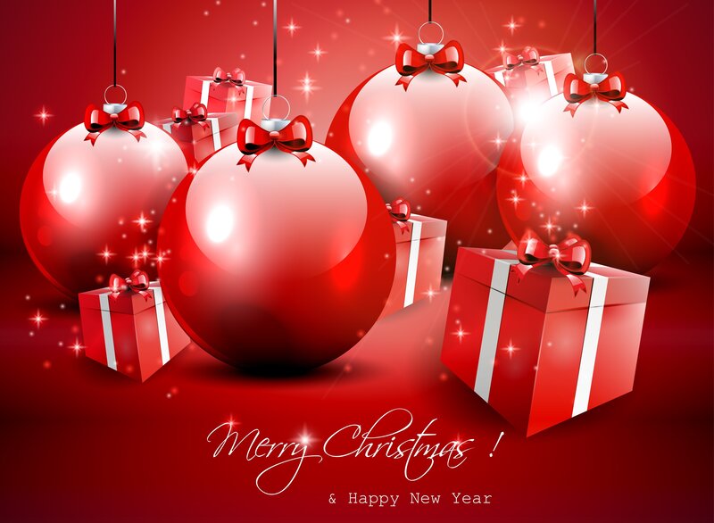 Red Ornaments and Gifts — Festive
