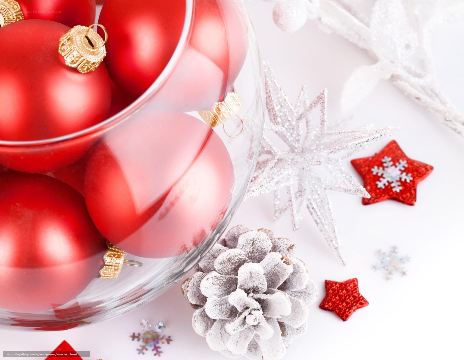 Red ornaments and holiday decor