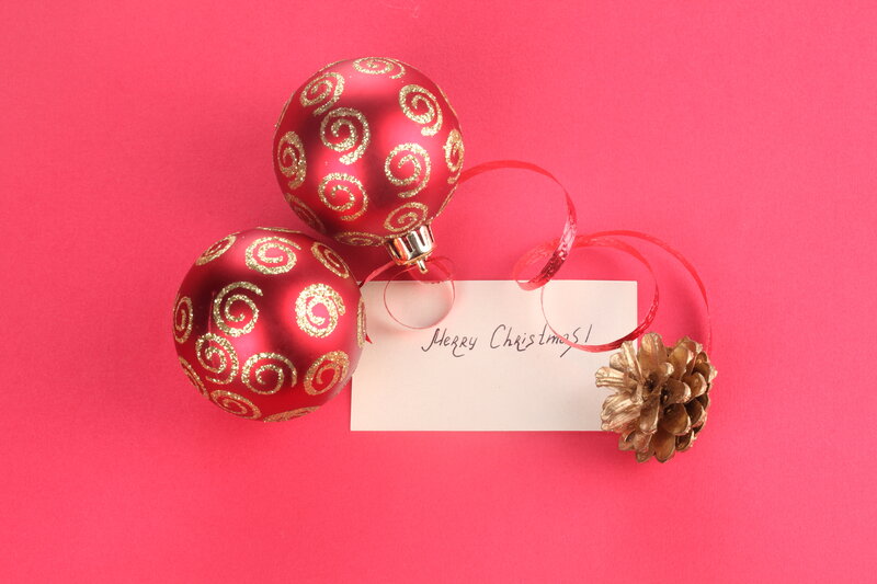 Red Ornaments and Pinecone