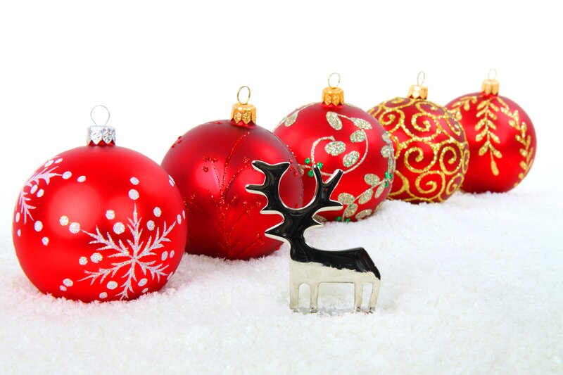 Red Ornaments and Reindeer