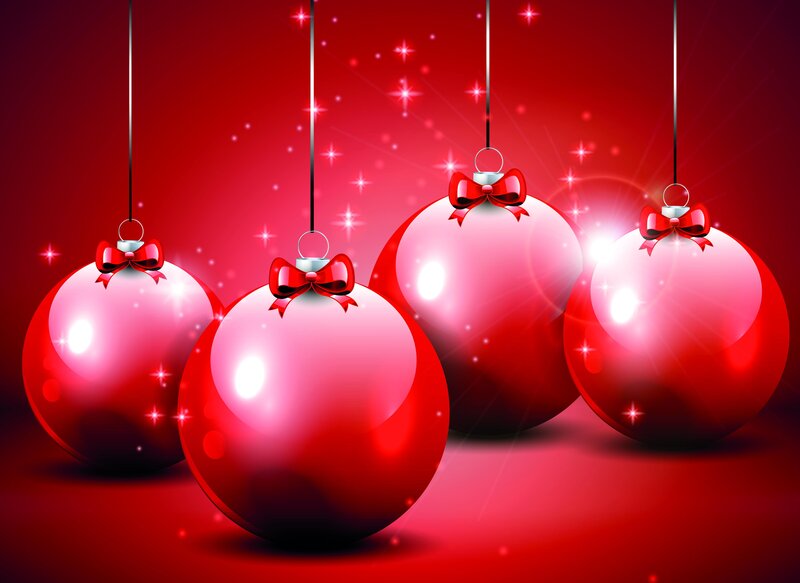 Red Ornaments Hanging — Festive